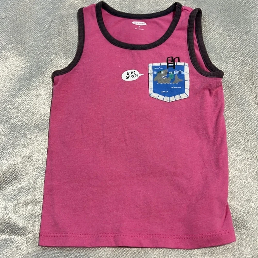 Old Navy Boys Tank, Pink, 3T “Stay Sharp”